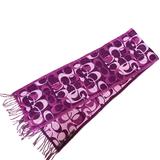 Coach Accessories | Coach Scarf Fringed Monogram Reversible Merino Wool | Color: Purple | Size: Os