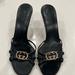 Gucci Shoes | Gucci Black Sandals, Gold Logo, Kitten Heels, Size 6.5, Euc, No Scuffs On Heel | Color: Black/Gold | Size: 6.5