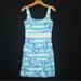 Lilly Pulitzer Dresses | Lilly Pulitzer Blue Stripe Floral Fitted Tank Cotton Serena Womens Dress Size 2 | Color: Blue/White | Size: 2