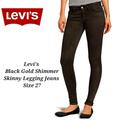 Levi's Jeans | Levi's Jeans | Levi's Black Metallic Gold Shimmer Legging Jeans | Metallic Jeans | Color: Black/Gold | Size: 27