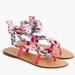 J. Crew Shoes | J.Crew Women’s Pink Floral Lace Up Flat Sandals, Size 7.5. New, Never Worn. | Color: Pink | Size: 7.5