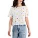 Disney Tops | Disney Juniors' Mickey Mouse Print Cropped White T-Shirt Round Neck Large | Color: White | Size: Lj