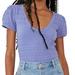 Free People Tops | Free People Womens Sugar Cube Top Blue Small Cotton Blend Pleated Shoulders | Color: Blue | Size: S