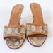 Coach Shoes | Coach Women's Vintage White Jacquard Logo Print Kitten Heel Open Toe Sandals | Color: Brown/Tan | Size: 10