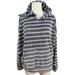 American Eagle Outfitters Tops | American Eagle Womens Medium Soft Pullover Hoodie Striped Sweatshirt Gray White | Color: Gray | Size: M