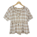 Anthropologie Tops | Anthropologie Pilcro The Bette Plaid Babydoll Linen Blend Blouse M | Color: Cream/Tan | Size: M