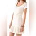 Free People Dresses | Free People Ivory Textured Knit Ruffle Hem Mini Dress Size S/P | Color: White | Size: S