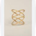 Anthropologie Jewelry | Anthropologie Gold Ring - Double X Layered Ring New Boho Chic Jewelry | Color: Gold | Size: Os