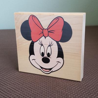 Disney Office | Large Minnie Mouse Rubber Stamp, "Big Minnie Portrait", Minnie Face, Disney | Color: Black/Tan | Size: 4.25" High X 4.6" Wide