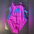 Adidas Swim | Adidas-Nwt Women's Pink & Blue Striped One Piece Swimsuit | Color: Blue/Pink | Size: L