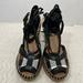 Burberry Shoes | Burberry Women’s Size 37 Us 6.5 Ankle Wrap Espadrilles Wedge Open Toe Euc | Color: Black/Brown | Size: 6.5