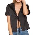 Brandy Melville Tops | Brandy Melville Tie Blouse | Color: Black | Size: One Size