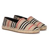 Burberry Shoes | Burberry Womens Icon Striped Loafer Espadrilles Beige Size 7 Leather Insole Auth | Color: Red/Tan | Size: 37eu