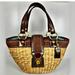 Coach Bags | Coach 10728 Legacy Natural Woven Straw Espresso Leather Trimmed Basket Tote Bag | Color: Brown/Tan | Size: Medium
