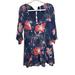 Free People Dresses | Free People Womens Sz 2 All Eyes On You Navy Blue & Pink Floral Mini Tunic Dress | Color: Blue/Pink | Size: 2