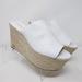 Michael Kors Shoes | Michael Kors Wedge Sandals Womens 9.5 White Cunningham Leather Straw Shoes Logo | Color: White | Size: 9.5
