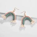 Anthropologie Jewelry | Anthropologie Hand Woven Macrame Pastel Rainbow Bohemian Drop Earrings | Color: Green/Pink | Size: Os