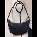 Nine West Bags | Black Leather Purse/Handbag W/ White Stitching-Medium Sz, By Nine West | Color: Black | Size: Os