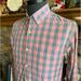 J. Crew Shirts | J Crew Men’s Coral & Gray Gingham Slim Fit All Cotton Bd Shirt - Sz Medium | Color: Gray/Orange | Size: Med - Slim Fit