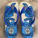 Tory Burch Shoes | Adorable Blue Tory Burch Flip Flops Size 7, Gently Worn | Color: Blue/White | Size: 7