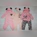 Disney Matching Sets | Disney Baby Sweat Outfit Bundle Minnie Mouse 6-9 Months Set Of 3 | Color: Gray/Pink | Size: 6-9mb