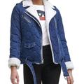 Levi's Jackets & Coats | Levi’s Quilted Denim Sherpa Lined Moto Jacket Belted Acid Wash Size Medium Nwt | Color: Blue/White | Size: M