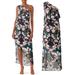 Anthropologie Dresses | Anthropologie / Slate & Willow Black Floral Chiffon Maxi Dress Gown | Medium / 6 | Color: Black/Pink | Size: 6