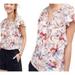 Anthropologie Tops | Anthropologie Meadow Rue V Neck Flutter Sleeve Floral Print Blouse Sz S | Color: Red/White | Size: S