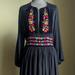 Free People Dresses | Free People Black Cotton Dress With Embroidered Multi-Color Floral Detail | Color: Black | Size: S