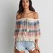 American Eagle Outfitters Tops | Aeo Tie Dye Off The Shoulder Top | Color: Blue/Pink | Size: S
