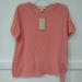 Michael Kors Tops | Defect Michael Kors Women's Woven Side Tie Short Sleeve Tee Pink Sz L $60 2a013 | Color: Pink | Size: L