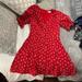 Madewell Dresses | Madewell Silk Button-Front Floral Dress Little Lilies Size 2 Red White Af202 | Color: Red/White | Size: 2