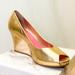 Lilly Pulitzer Shoes | Lilly Pulitzer Sexy Gold Glam Heels Resort Chic Wedge Women's Statement Shoe 10 | Color: Black/Gold | Size: 10