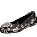 Tory Burch Shoes | Brand New Tory Burch Minnie Black Floral Ballet Flats, Size 5 | Color: Black | Size: 5