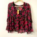 American Eagle Outfitters Tops | - Ae Flowy Floral Top | Color: Black/Red | Size: Xs