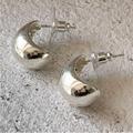 Anthropologie Jewelry | Chic Minimalist Half Hoop Stud Earrings In Silver | Color: Silver | Size: Os