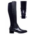 Tory Burch Shoes | $550 Tory Burch Caitlin Leather Logo Riding Boot Black Block 5 (Pa28) | Color: Black | Size: 5