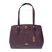 Coach Bags | Coach Turnlock Carryall 29 Purse Hand Bag Leather Crossgrain Burgundy Gold Euc | Color: Gold/Purple | Size: Os