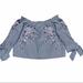 American Eagle Outfitters Tops | American Eagle Outfitters Off Shoulder Bardot Top | Color: Blue/White | Size: L