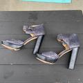 Coach Shoes | Coach Gray And Black Crocodile Print Leather Heels Size 9.5 | Color: Black/Gray | Size: 9.5