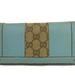 Gucci Bags | Gucci Gg Logo Blueish Green Canvas Leather Long Bifold Wallet | Color: Blue/Green | Size: Os