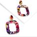Anthropologie Jewelry | 2/$25 Anthropologie Colorful Marbled Multicolor Resin Drop Cutout Earri | Color: Pink/Red | Size: Os