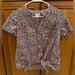 J. Crew Tops | J Crew Womens Small Tie Front Top Multicolor Ditsy Floral Short Sleeve V-Neck | Color: Pink/Purple | Size: S