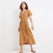 Madewell Dresses | Madewell Linen-Blend Dolman-Sleeve Tie-Waist Midi Dress New With Tag | Color: Tan | Size: 12p