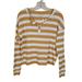 American Eagle Outfitters Tops | American Eagle Ribbed Knit Long Sleeve Top Casual Stripe Mustard Yellow White Xs | Color: Brown/White | Size: Xs