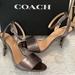 Coach Shoes | Coach Regina Leather Sandals / Heels In Gunmetal | Color: Black/Gray | Size: 9