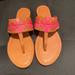 Tory Burch Shoes | Euc Tory Burch Leigh Leather Thong Sandals Size: 7.5 | Color: Brown/Pink | Size: 7.5