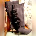 Torrid Shoes | Black Knit, Side Zip, Bow Back, Comfort Heel, Knee High Boot. | Color: Black | Size: 10
