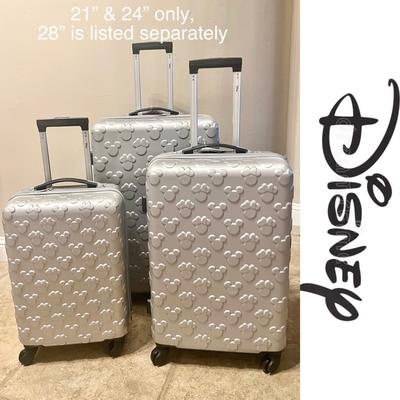 Disney Bags | Disney Mickey & Minnie Mouse Silver Hard Sided Luggage Set 21” 24”*Nwt | Color: Black/Silver | Size: Os