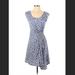 Anthropologie Dresses | Anthropologie Leif Notes Blue Bird Gull Ruched Viscose Dress Xs/S | Color: Blue/White | Size: Xs